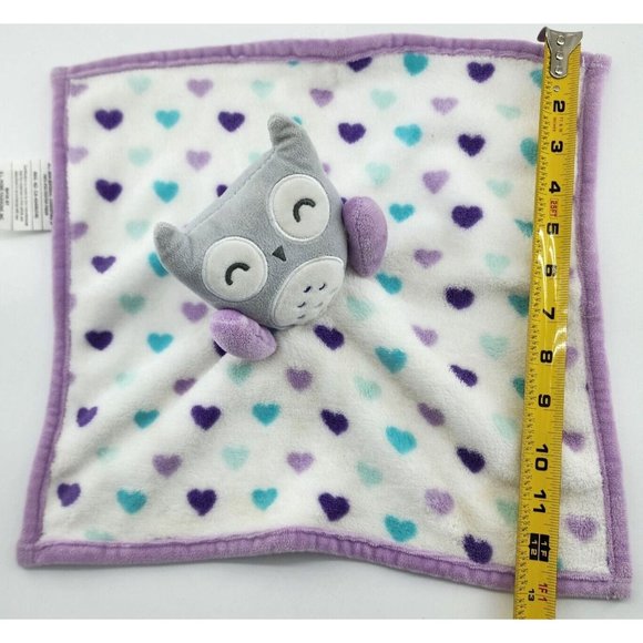 SL Home Fashions Baby Owl Plush Lovey Security Blanket Purple Heart Print - Picture 5 of 9